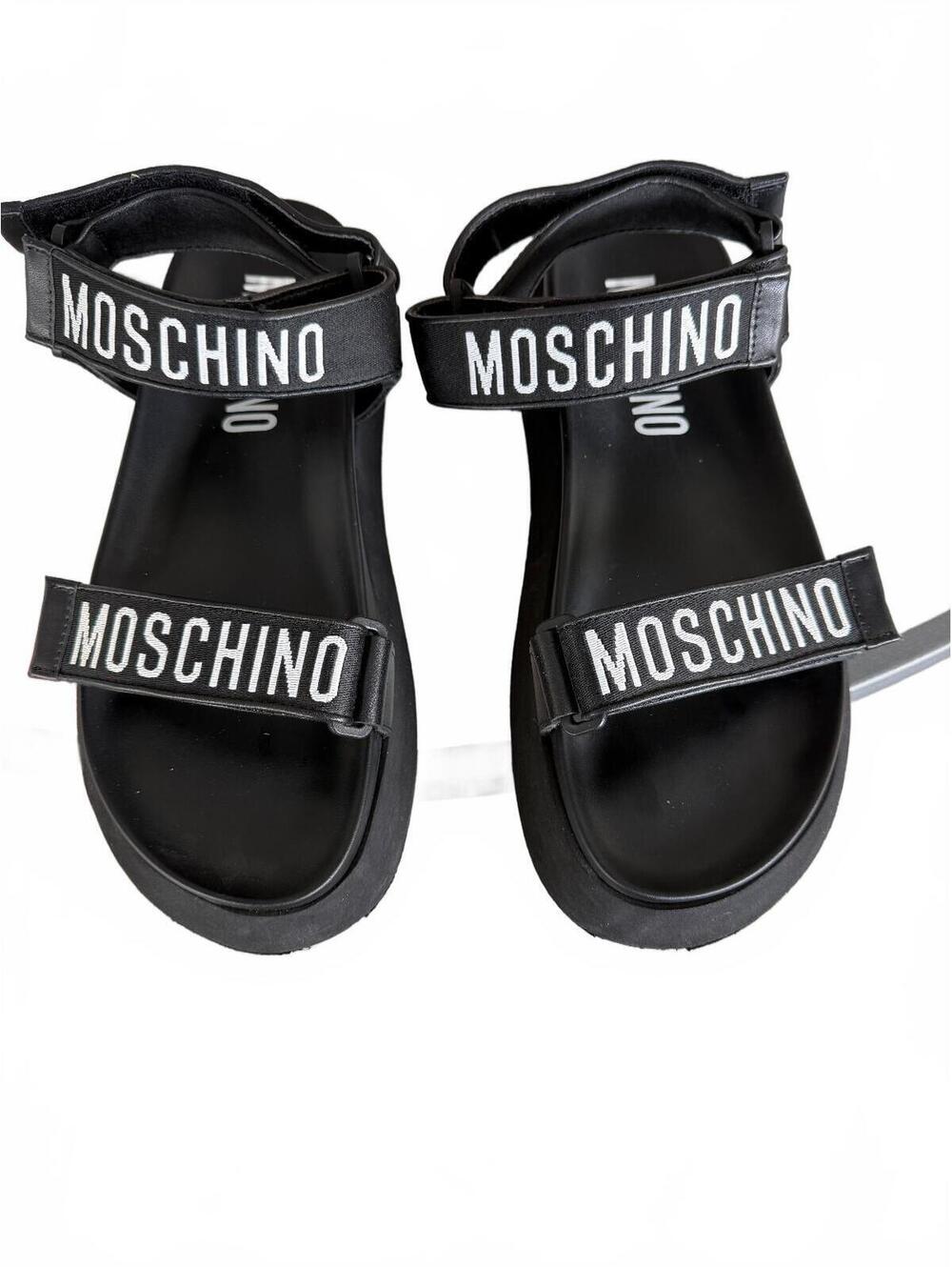 Moschino Black Logo Strap Sandals